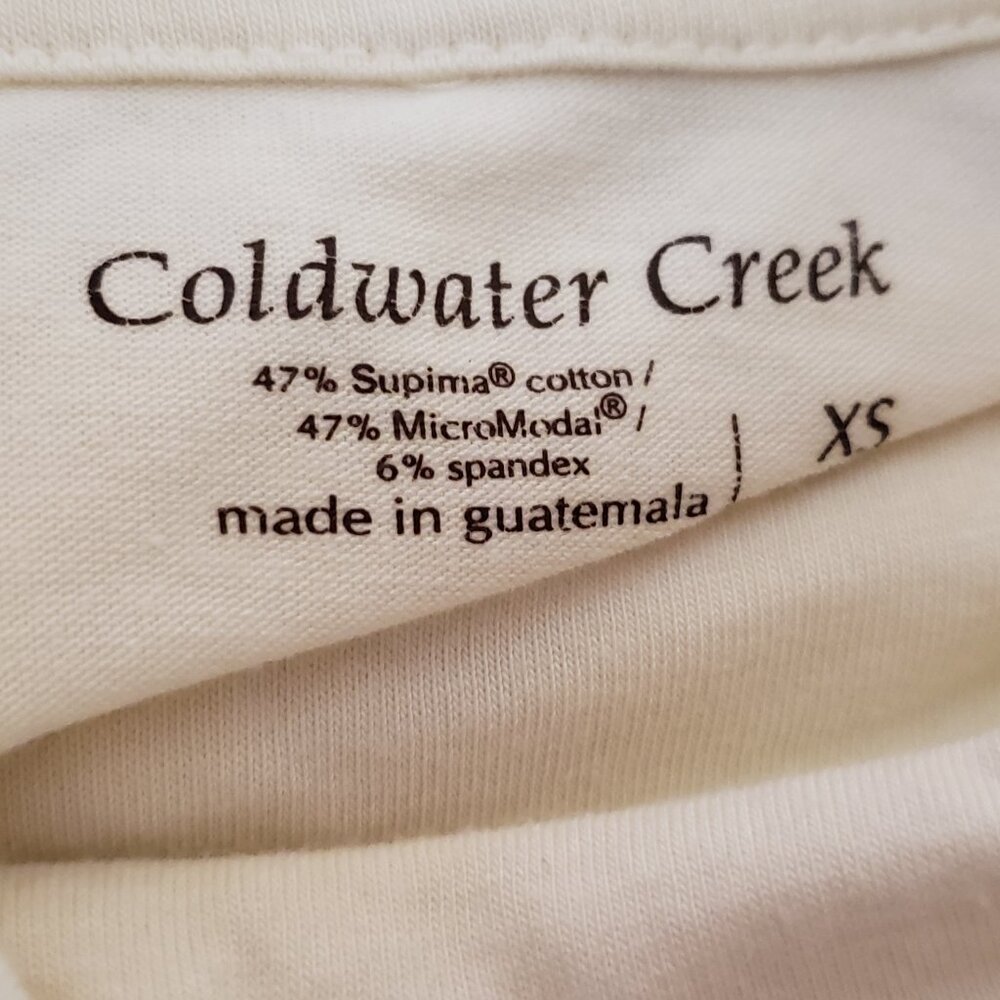 Coldwater Creek XS Turtleneck Top Cream Ruched Minimalist Casual Preppy Academia - Picture 5 of 7